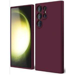 Soft Flexible Silicone Case for Samsung Galaxy S23 Ultra, Shockproof Anti-Scratch Slim TPU Protective Back Cover (Maroon)