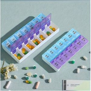 7 Days Weekly Pill Organizer With Snap  Lids Detachable Compartments
