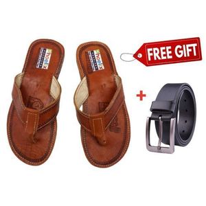 PHOELIX FASHIONS CAMELS HIDE PURE LEATHER OPEN SHOES/SANDALS + FREE PURE LEATHER BELT.