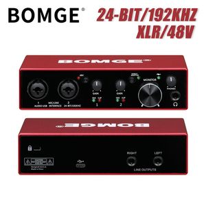 BOMGE BMG22R,2x2 USB Audio Interface, 24-Bit/192kHz High-Resolution Recording Interface with Dual XLR/TRS Combo Inputs, 48V Phantom Power, Ultra-Low Noise Preamps, Direct Monitor for Studio Recording, Podcast, Streaming on Mac/PC