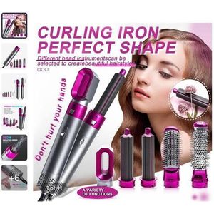  5-in-1 Volumizing Hair Styler - Blow Dryer Brush with Detachable Head for Straightening, Curling, Drying, Combing & Styling