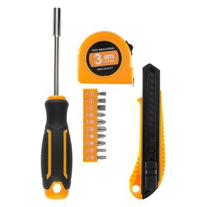 Home Repair Tool Set – Screwdriver with Bit Set, 3M Tape Measure & Utility Cutter Knife Household DIY Kit