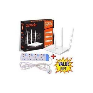 tenda  F3 N300 300Mbps Wireless Long lasting  WiFi Router Plus Free  4 Way Power Extension  