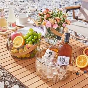 Deluxe Transparent Multipurpose Fruit & Serving Basket – Portable Home Organizer with Ergonomic Leather-Style Handle – Clear Visibility Snack and Toy Storage Caddy