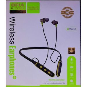 Ofia Huntop Ht-075 Wireless Neckband. Hi Fi Bluetooth earphones
