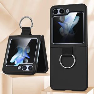 Samsung Black Silicone Ring Holder Protective Case for Galaxy Z Flip 6 Featuring Anti-Slip Comfort, Drop Resistance, and Premium Matte Finish Design