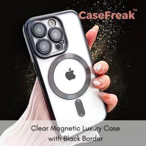 Apple iPhone 13 Pro Max with Magnetic Ring Compatible with MagSafe - Elegant Design, Soft TPU with Glass Camera Lens Protection for iPhone 13 Pro Max (6.7" Screen) (Black)