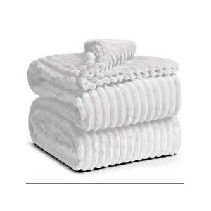 White Quality Plush Cozy Warm Cotton Velvet fleece Throw Blanket-6x6
