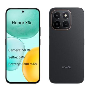 Honor X6c 4G, 128GB 6GB RAM, Camera 50MP, Battery 5300 mAh, Color Midnight Black, Smartphone