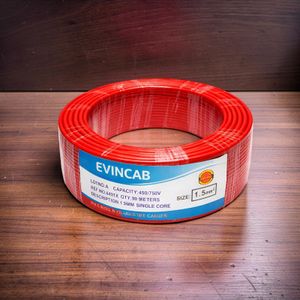 Evin 1.5mm Red Single Core Solid Low Resistance Stable PVC Indoor Electrical Wiring Cable 
