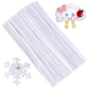White Pipe Cleaners, 100 Pcs Pipecleaners, Pipe Cleaners for Craft Flowers, Pipe Chenille Stems Supplies for DIY and Project Decoration