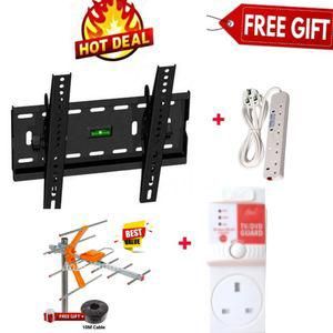 Skilltech Tilting Mount+TV Guard+Digital Aerial +4 Way -white Extension cable.