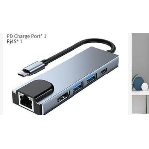 Universal 5 In 1 Type C Converter Hub To HDMI + USB – Multi-Port Adapter for Laptops