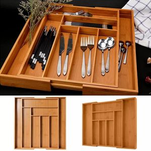Expandable Bamboo Drawer Organizer – Adjustable Cutlery & Kitchen Storage Tray