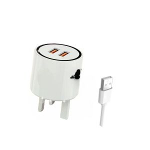 Fast Charger – Dual USB-A Ports, 3.1A Output, Smart Protection, Compact Travel Design.