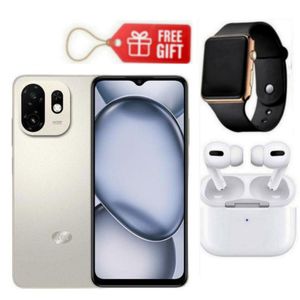 Itel A100c, 6.6" 90Hz Super Clear Display, 64GB ROM + 2GB RAM, 5000mAh Battery - Grey + Airpods & Led Watch 