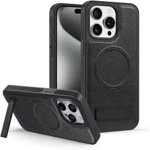 iPhone 14 Pro Max Phone Case, Black Magnetic Soft PU Leather with Wireless Charging & MagSafe Shockproof Protection for Second Device