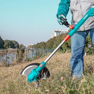 TOTAL Heavy duty Cordless Grass Trimmer 20 V - Lawn - 2-in-1 Function: Grass Trimmer and Edge Cutter - Includes Distance Protection, Edge Cutter Wheel, Thread Spool - With Battery & Charger