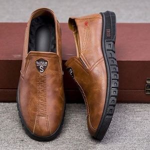 Men's Casual Formal Loafers & Slip-Ons Flat Business Shoes Brown-EU 42