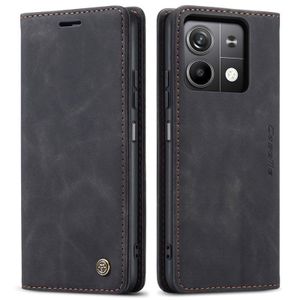 Caseme Xiaomi Redmi Note 13 5G Phone Case, Black Wallet-Style Retro Leather Flip Protective Cover for Second Device