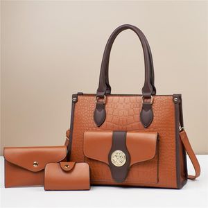 3 In 1 PU Material Ladies And Women Cute Handbag-Brown