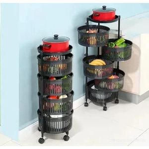 Multi-Tier Rotating Round Kitchen Storage Rack – Fruit & Vegetable Organiser 