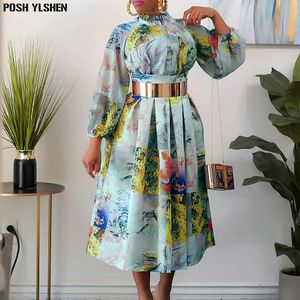 Fashion S Ankara Style Clothes For Women Party Robe African Dresses Plus  Size Clothing Fashion Print Square Neck Ruffle Long Skirt-Color3