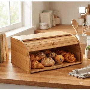 Bamboo Bread Box Large Capacity Countertop Bread Storage Box Style Food Container