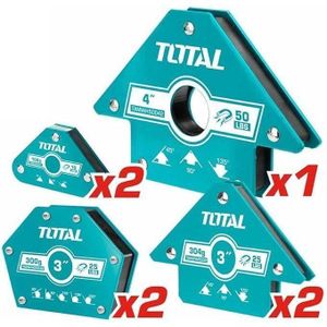 TOTAL  7-Pcs Magnetic Welding Holder Set - Heavy Duty, 10-50LB Pull Force, Multi-Angle, Steel Magnets