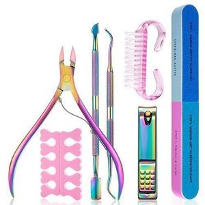 7pcs Colored Titanium Cuticle Scissors & Nail Care Tool Set