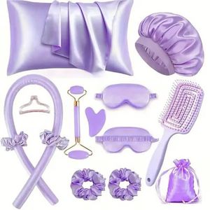 13-piece Satin Silk Beauty Sleep and Hair Care Set