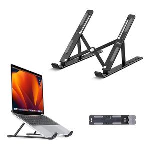 Bn Aluminum Foldable Laptop Stand, 6-Angle Adjustable Ergonomic Portable Riser, Ventilated Desktop Cooling Holder for all laptops (Black)