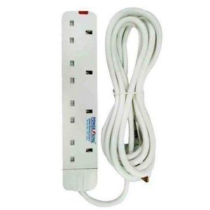 Power King Commercial & Home Best 4 Way Power Extension With Long Cable // Power extenson - White