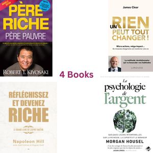 Père riche, père pauvre by Robert T. Kiyosaki,  Un Rien Peut Tout Changer, Un Rien Peut Tout Changer Book By James Clear, Réfléchissez et Devenez Riche Book By Napoleon Hill,La Psychologie de l'Argent Book By Morgan - French Edition Set