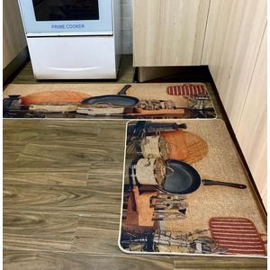 Two Piece Kitchen Mat Non Slip With Rubber Bottom 