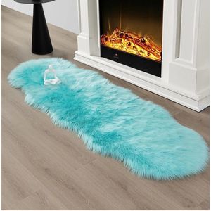 Ultra Soft Rabbit Fur Carpet 60*180cm Bedside Or Decor Mat Sky Blue 