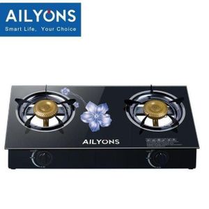 AILYONS 2 Burner Glass Top Gas Cooker Double Burner super saving gas cooker