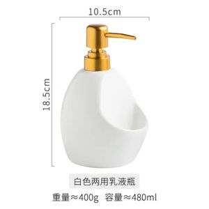 Ceramic Soap Dispenser with Sponge Holder Press Pump Soap Bottle Easy Clean Hand Wash Foam Dispenser Kitchen Sink Organizer Durable Home Bathroom Accessory Stylish Countertop Soap Container