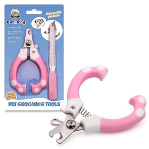 Cat & Dog Nail Clipper With Nail File – Stainless Steel Pet Grooming Nail Cutter With Safety Guard & Non-Slip Handle