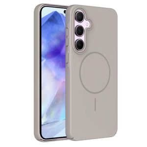 Samsung Magnetic Slim PC Phone Case for Galaxy A55 – Matte Shockproof Hard Cover with Built-in Magnetic Ring, Wireless Charging Compatible, Scratch & Dust Resistant (Grey)