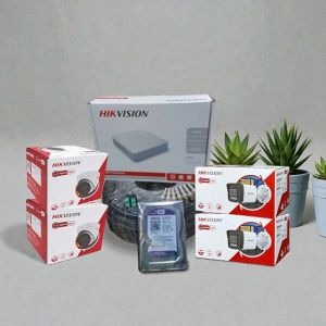 Hikvision 4 Efficient And Convenient Smart Monitoring Hybrid Colored Night Vision 4 1080P Full HD 2MP Smart Hybrid Colored Night Vision Audio Sound Recording CCTV Cameras Complete System kit-500GB Harddisk