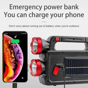 2 Bulbs and 2 LED Flashlight – Multifunctional Indoor/Outdoor Portable Lamp with Type-C and Solar Charging, Includes Power Bank, Type-C Charging, Solar Charging