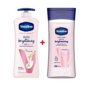 Vaseline Daily Brightening Body Oil 200ml + Intensive Care Daily Brightening Lotion