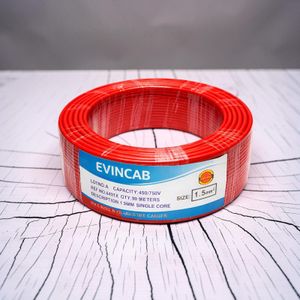 Evin 1.5mm Red Single Core Solid Flame Safe Moisture Resistant PVC Indoor Electrical Wiring Cable
