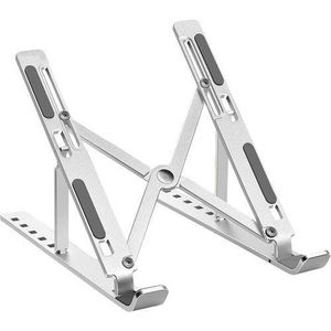 White Label Adjustable Aluminum Laptops Stand - Silver