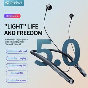 Celebrat SE2 Neckband Headphones 20H MUSIC TIME Bluetooth 5.0 Earphones with Mic Magnetic Sport Headset Support Touch Control Voice Assistants - BLACK