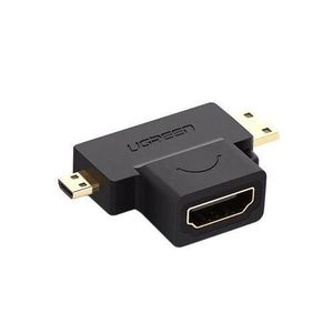 Ugreen  HD129 Micro HDMI + Mini HDMI to HDMI Female Adapter – Dual-Connector 4K UHD Video Converter, Gold-Plated High-Speed HDMI Adapter for Cameras, Tablets, Camcorders, Projectors & Displays