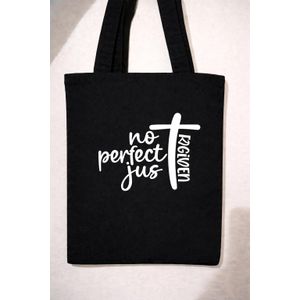 Christian Faith Inspirational Quote canvas Bag "Not perfect,Just forgiven"