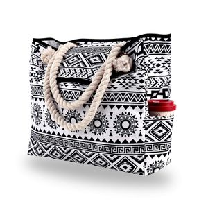 Women's Printed Handbag, Canvas Shoulder Bag, Casual Beach Bag