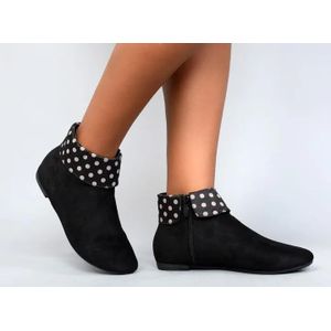 Black Suede Ankle Boots with Bow Detail